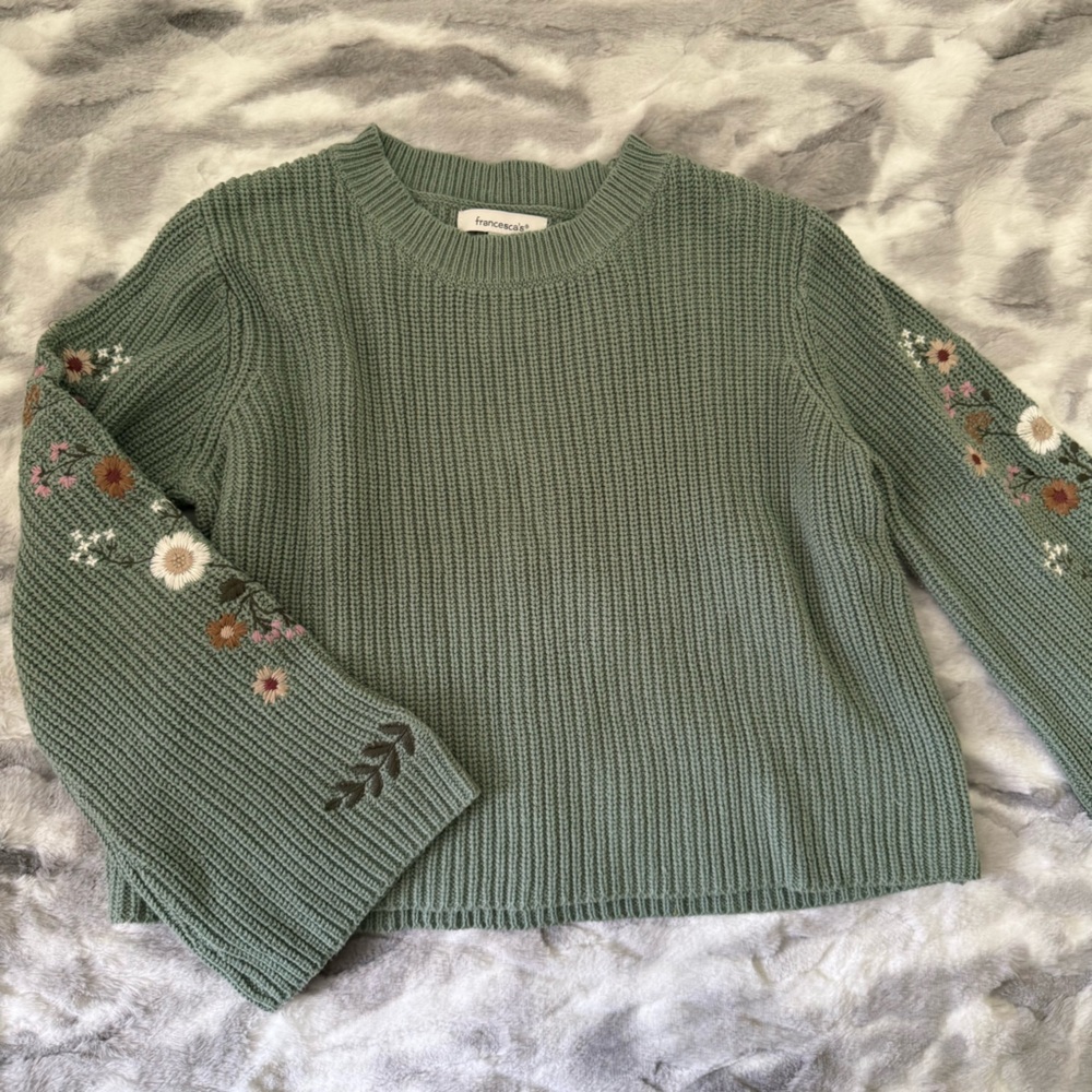 Francesca's Collections Sage Floral Sweater